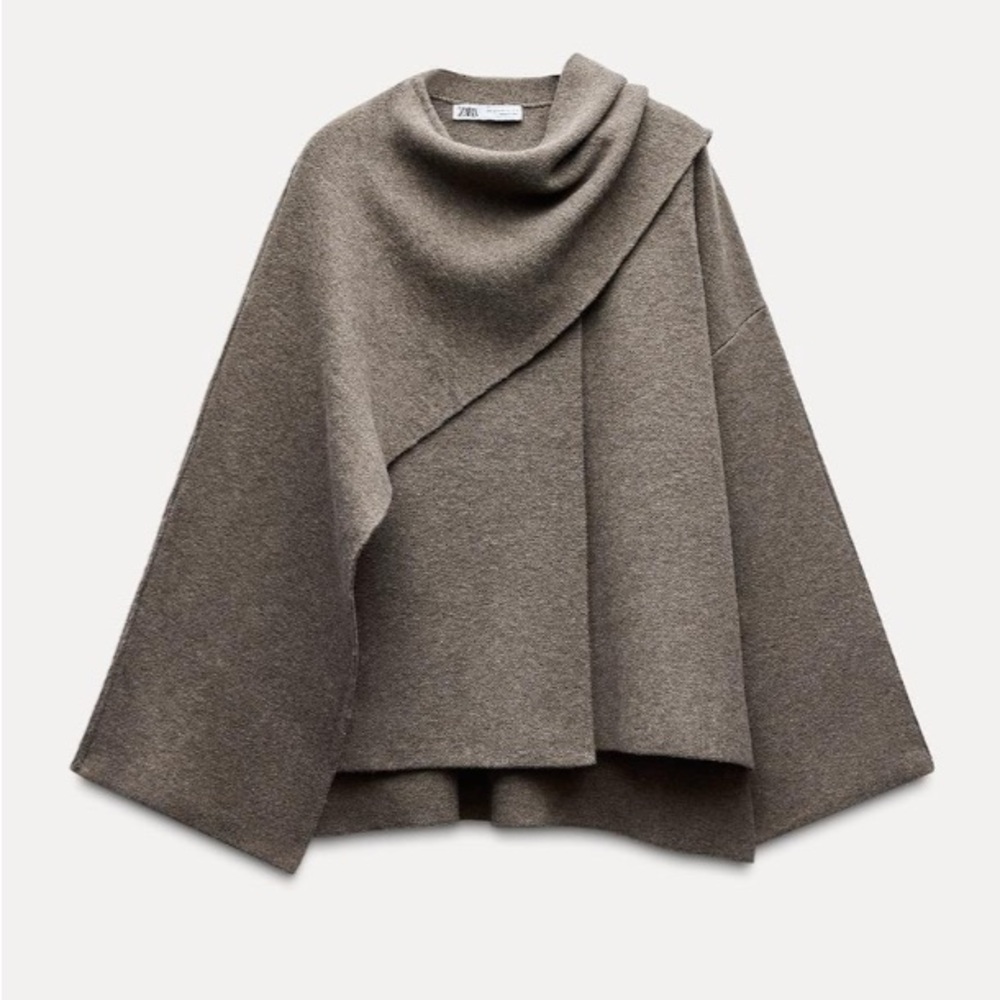 Zara Short Cape Coat with Scarf